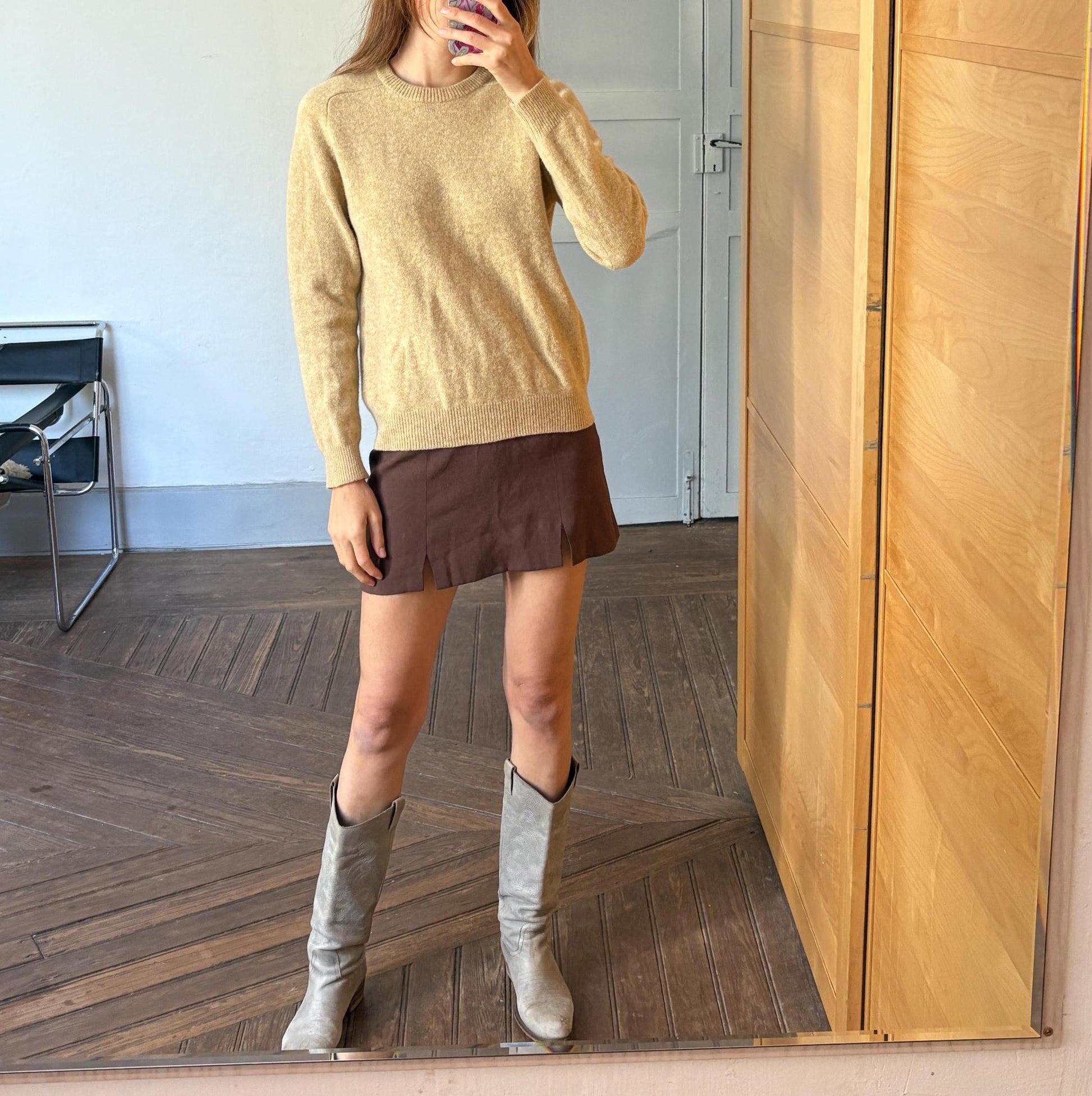 Vintage 100% Lambswool Jumper, Classic Crewneck Sweater, Light Academia Aesthetic, Minimalist Knitwear, Size M-L