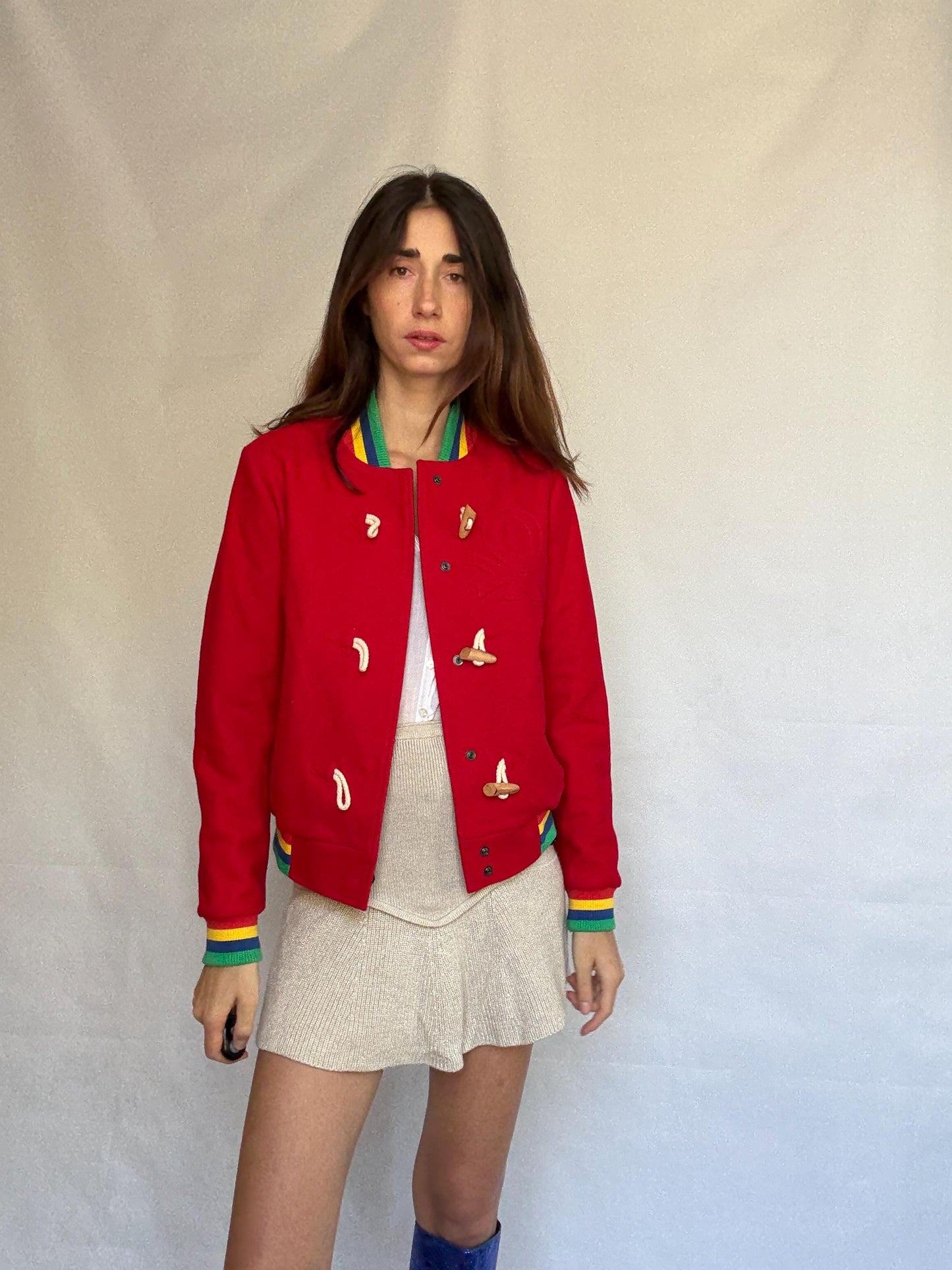 Retro 80s Red Cotton Jacket — back view