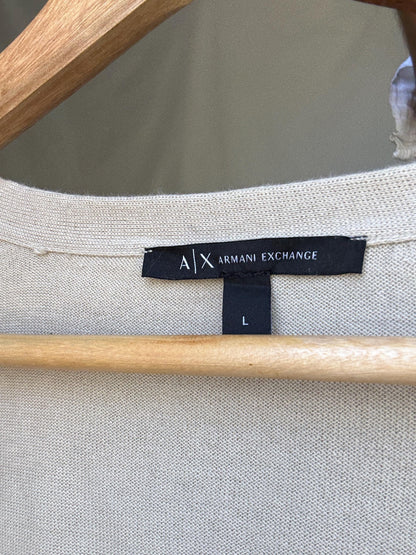 Beige Cotton Cardigan with Ribbed Detailing — additional view 19