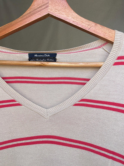 Beige Striped Cotton Jumper With Ribbed Cuffs — additional view 9