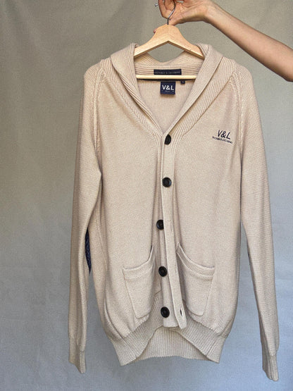 Beige Cotton Shawl Collar Cardigan — additional view 16