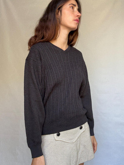 Pierre Cardin Wool Blend Dark Sweater — fabric close-up