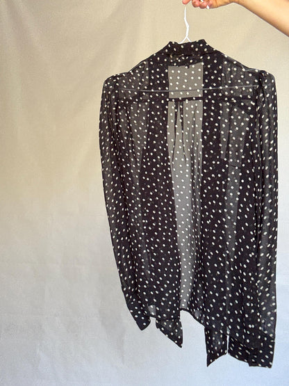 Vintage Sheer Black Polka Dot Blouse — additional view 11