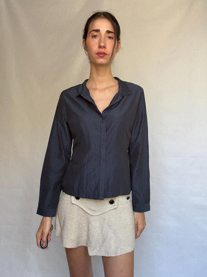 Vintage Adolfo Dominguez Dark Cotton Blouse — detail