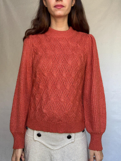 Burnt Orange Chunky Knit Sweater — detail