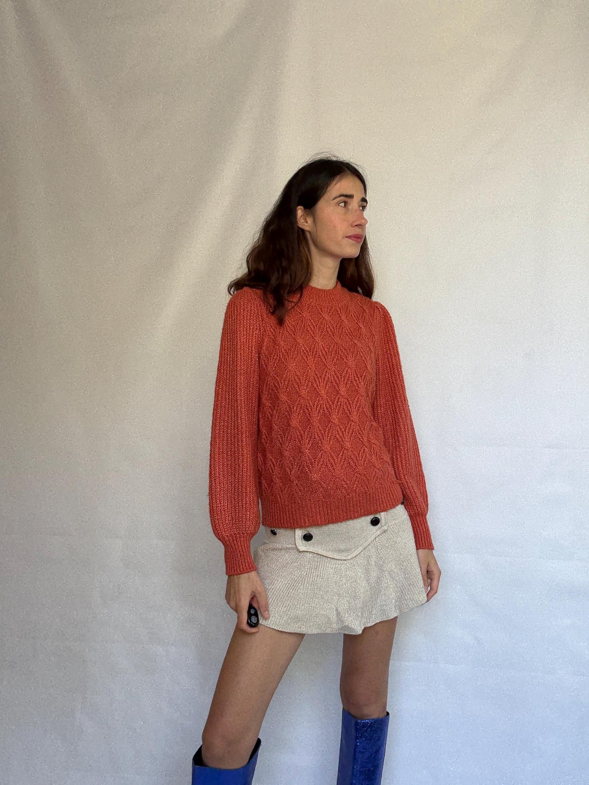 Burnt Orange Chunky Knit Sweater — additional view 6