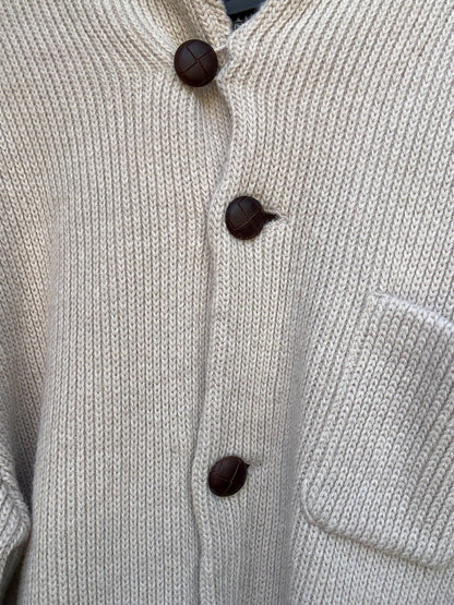 Beige Wool Blend Knitted Jacket with High Collar — additional view 11