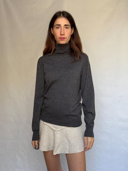 Charcoal Turtleneck Sweater With Ribbed Cuffs — additional view 5
