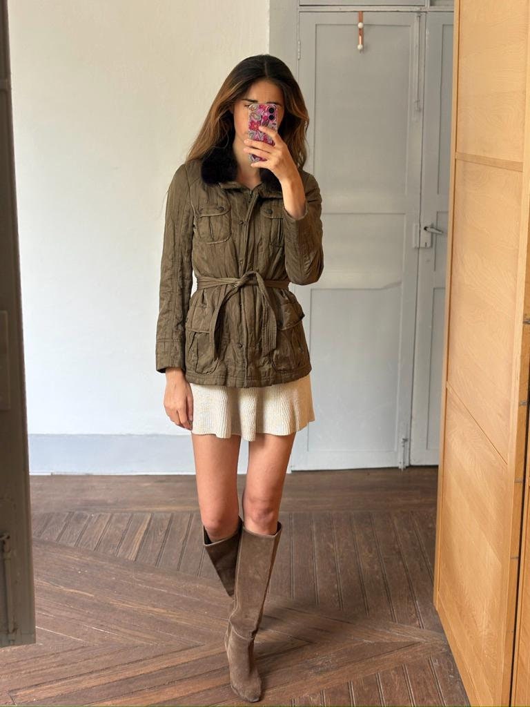 Laurèl vintage moss green parka coat.