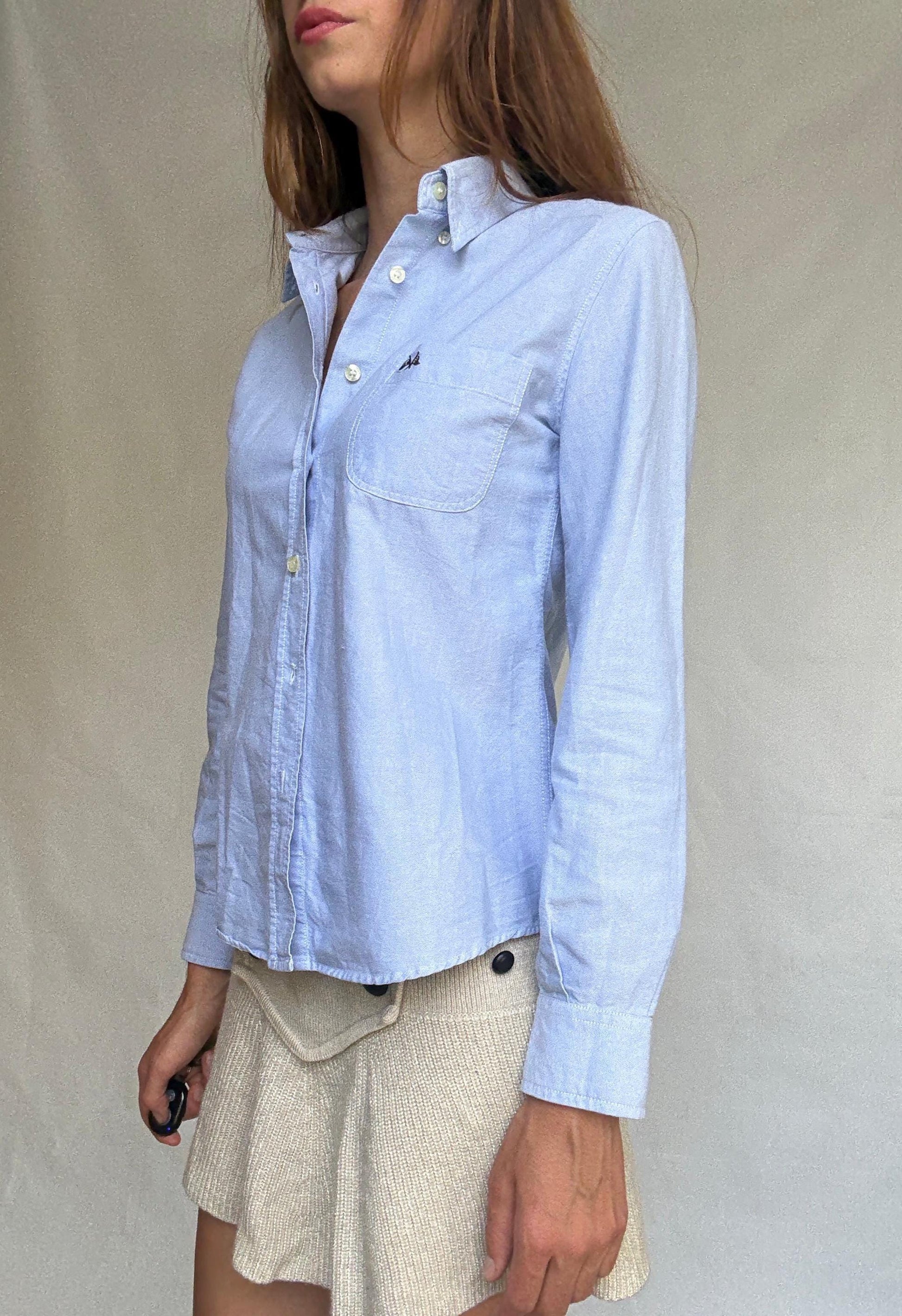 Vintage Thomas Burberry cotton button-up shirt with embroidered logo – classic fit, timeless piece, high quality feel (100% cotton)