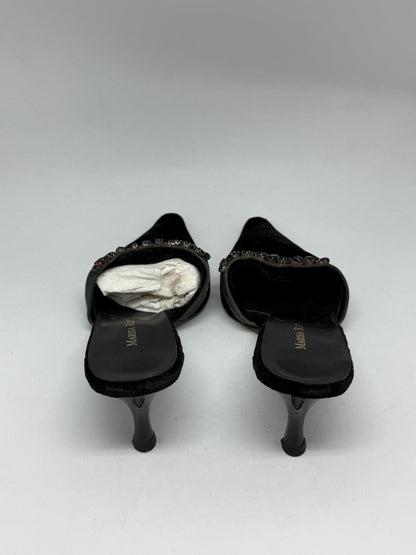 Black Velvet Mules With Stone Embellishment — additional view 6