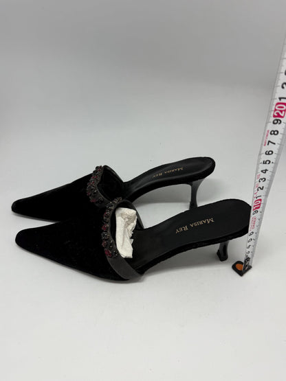 Black Velvet Mules With Stone Embellishment — additional view 5