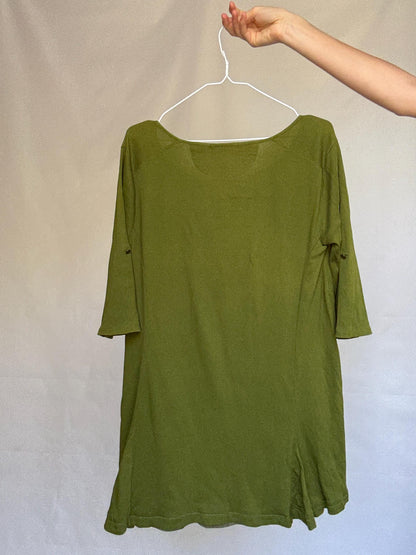 Olive Cotton Scoop Neck Dress — additional view 14