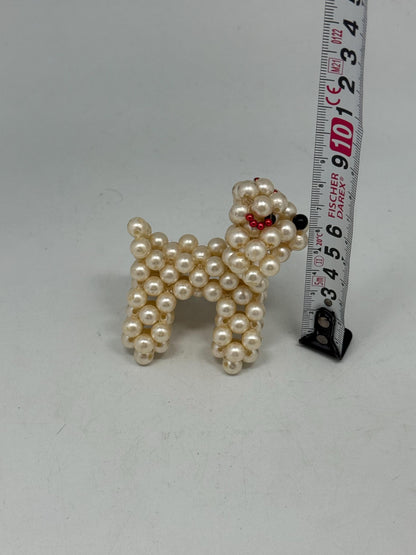 Hand Beaded Pearl Dog Sculpture — additional view 6