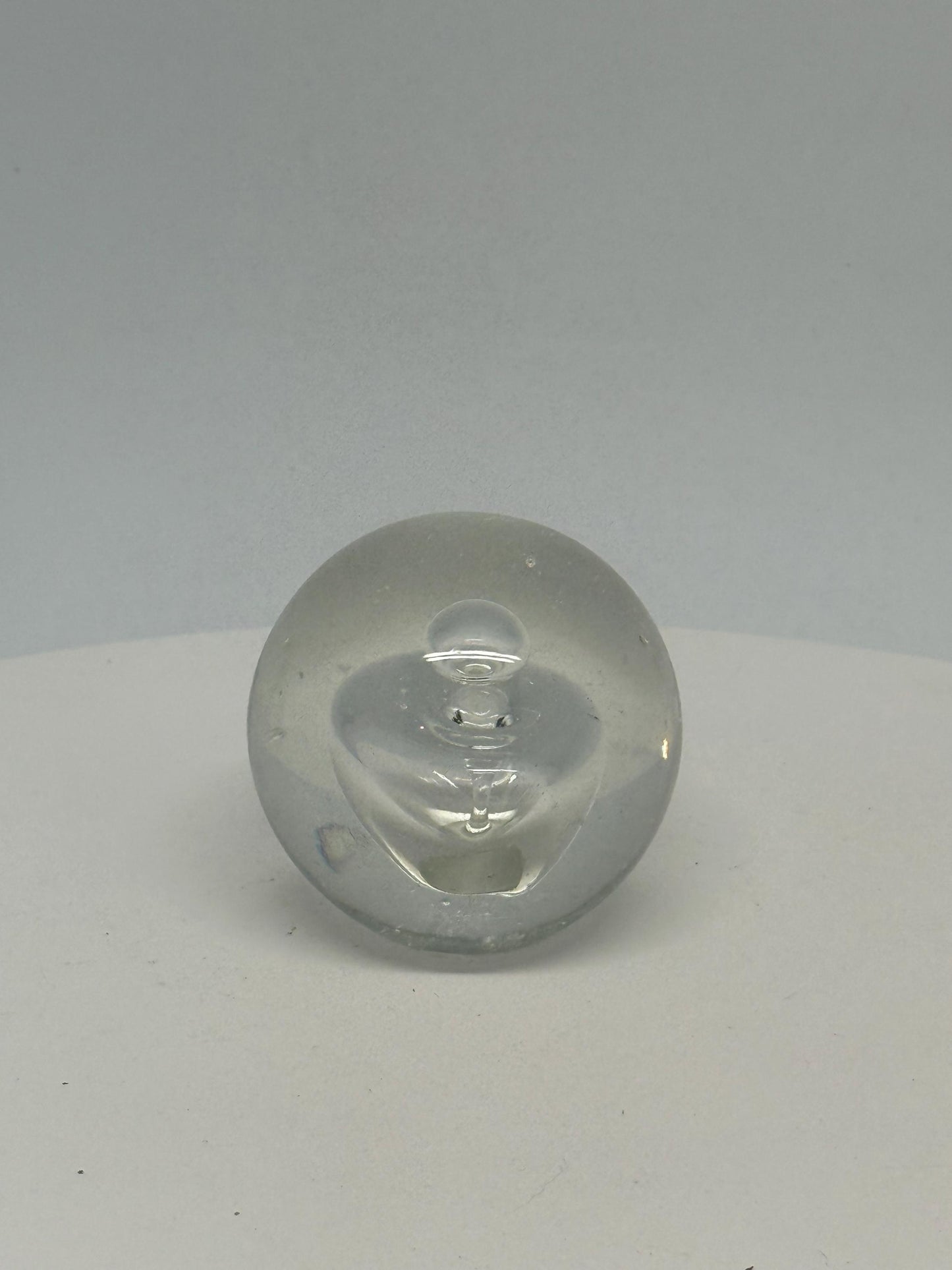 Clear Glass Sphere Paperweight with Bubble Design, Minimalist Decor