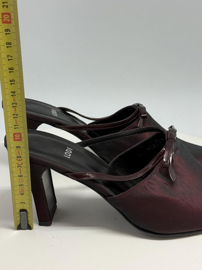 Dark Burgundy Leather Heels with Minimalist Strap — additional view 8