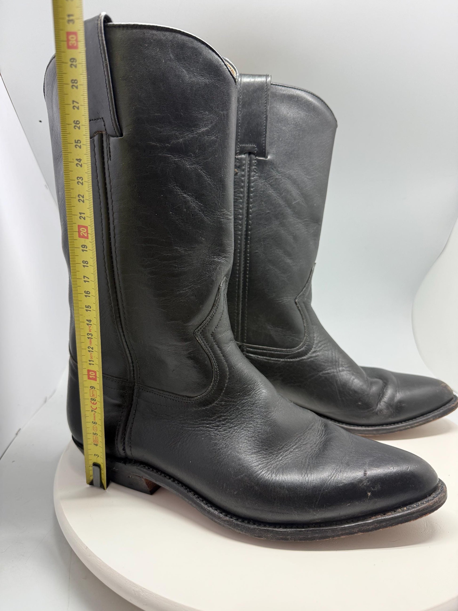 Sendra handcrafted black leather cowboy boots, genuine leather, Western silhouette, retro 70s, Sofia Richie, Grainge vibe, US 8.5 EU 41