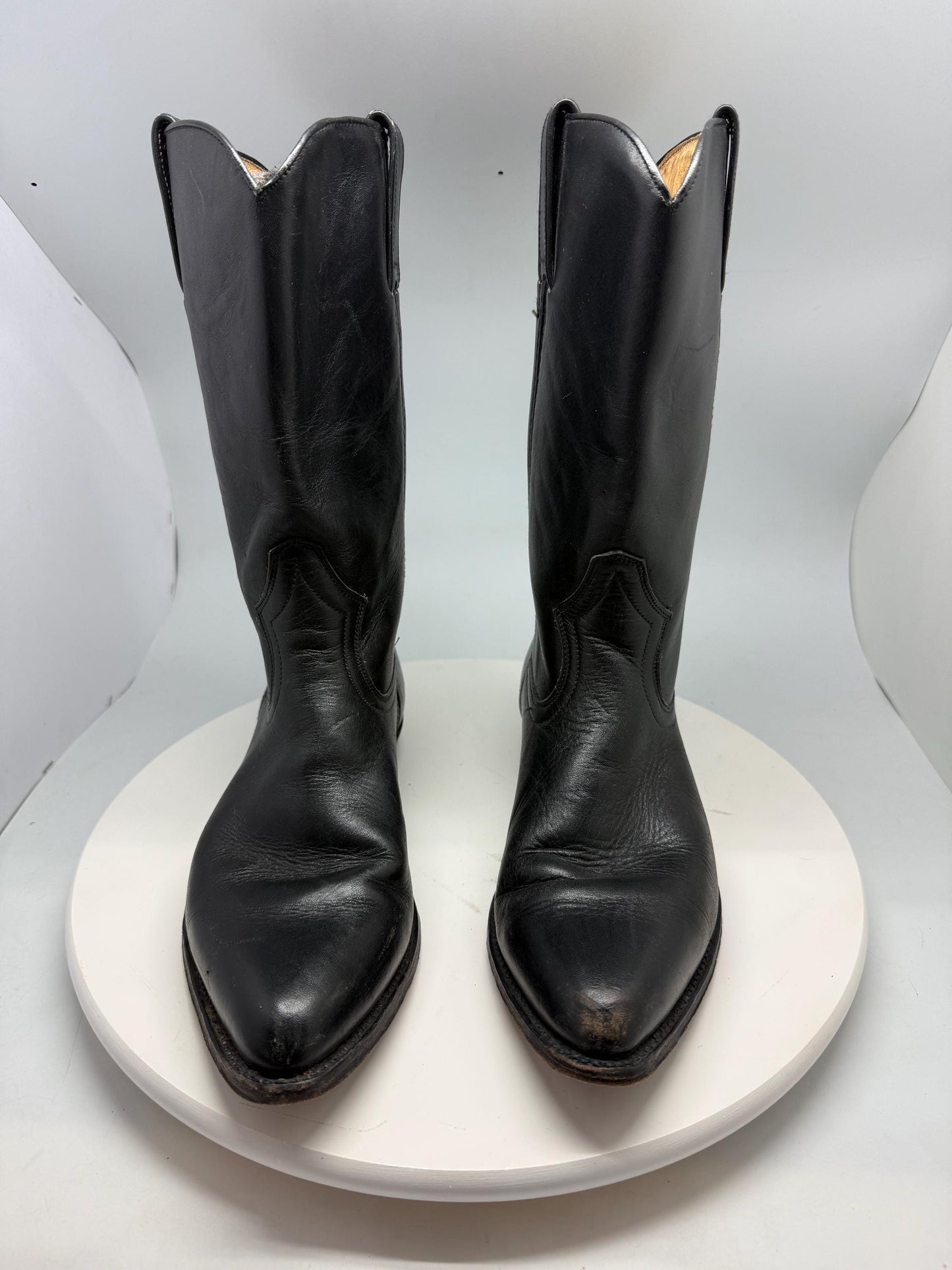 Sendra handcrafted black leather cowboy boots, genuine leather, Western silhouette, retro 70s, Sofia Richie, Grainge vibe, US 8.5 EU 41