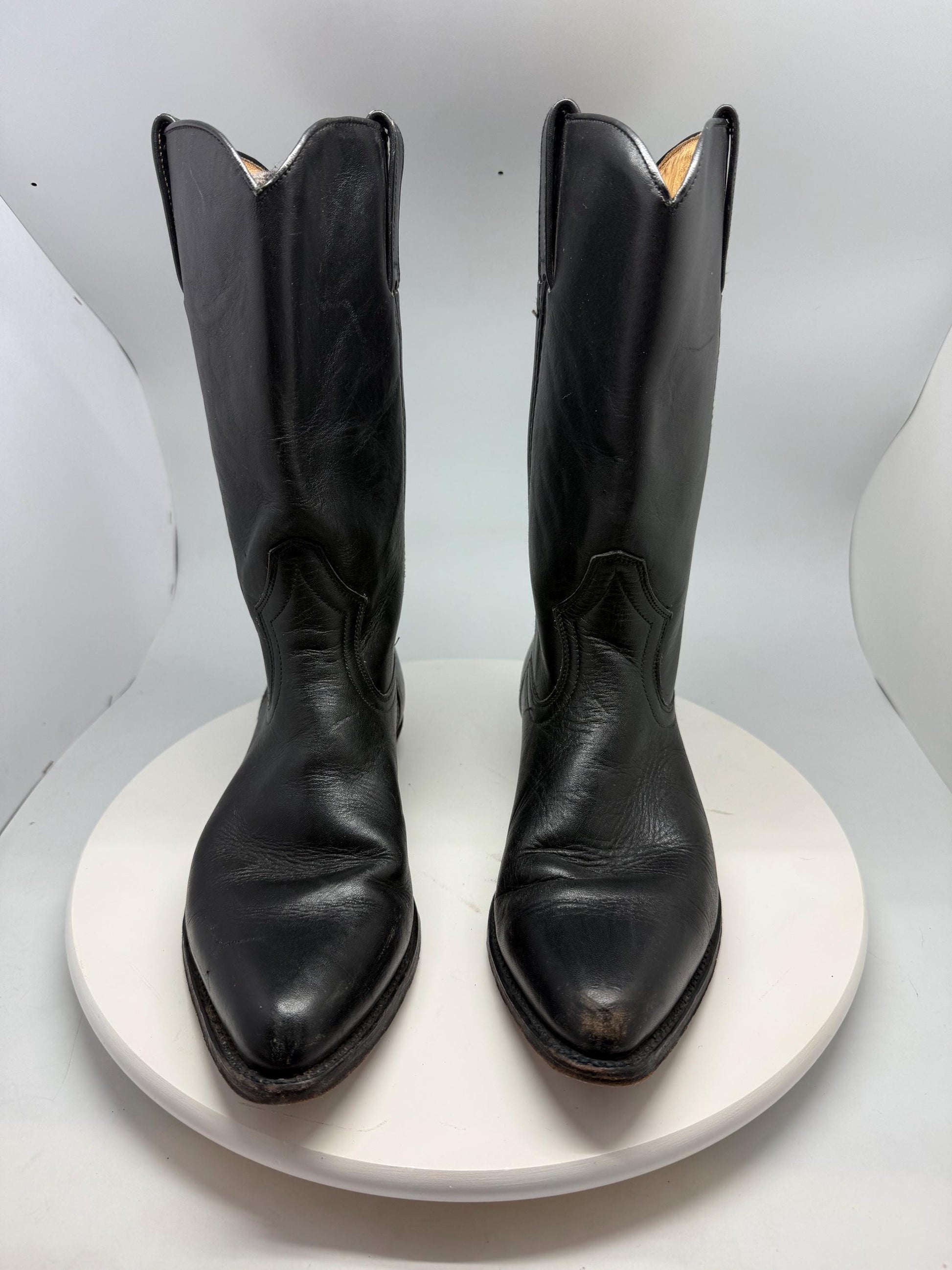 Sendra handcrafted black leather cowboy boots, genuine leather, Western silhouette, retro 70s, Sofia Richie, Grainge vibe, US 8.5 EU 41