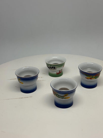 Vintage 70s Hand-Painted Shot Glass Set — detail
