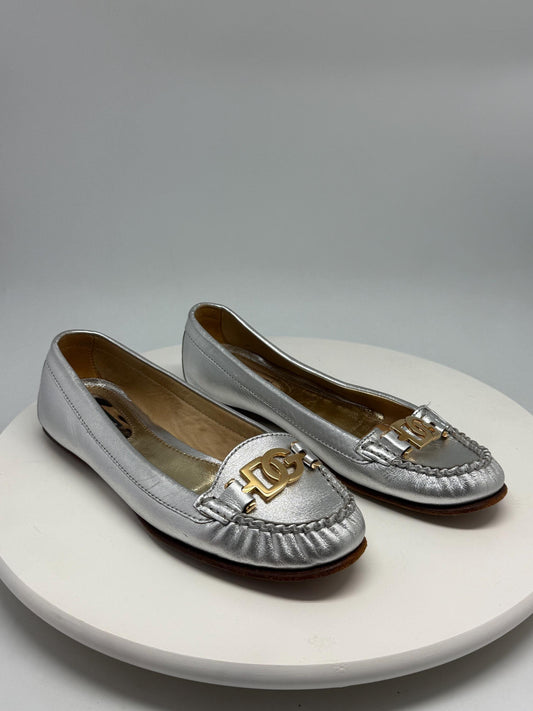 Vintage Silver Leather Loafers By Dolce & Gabbana