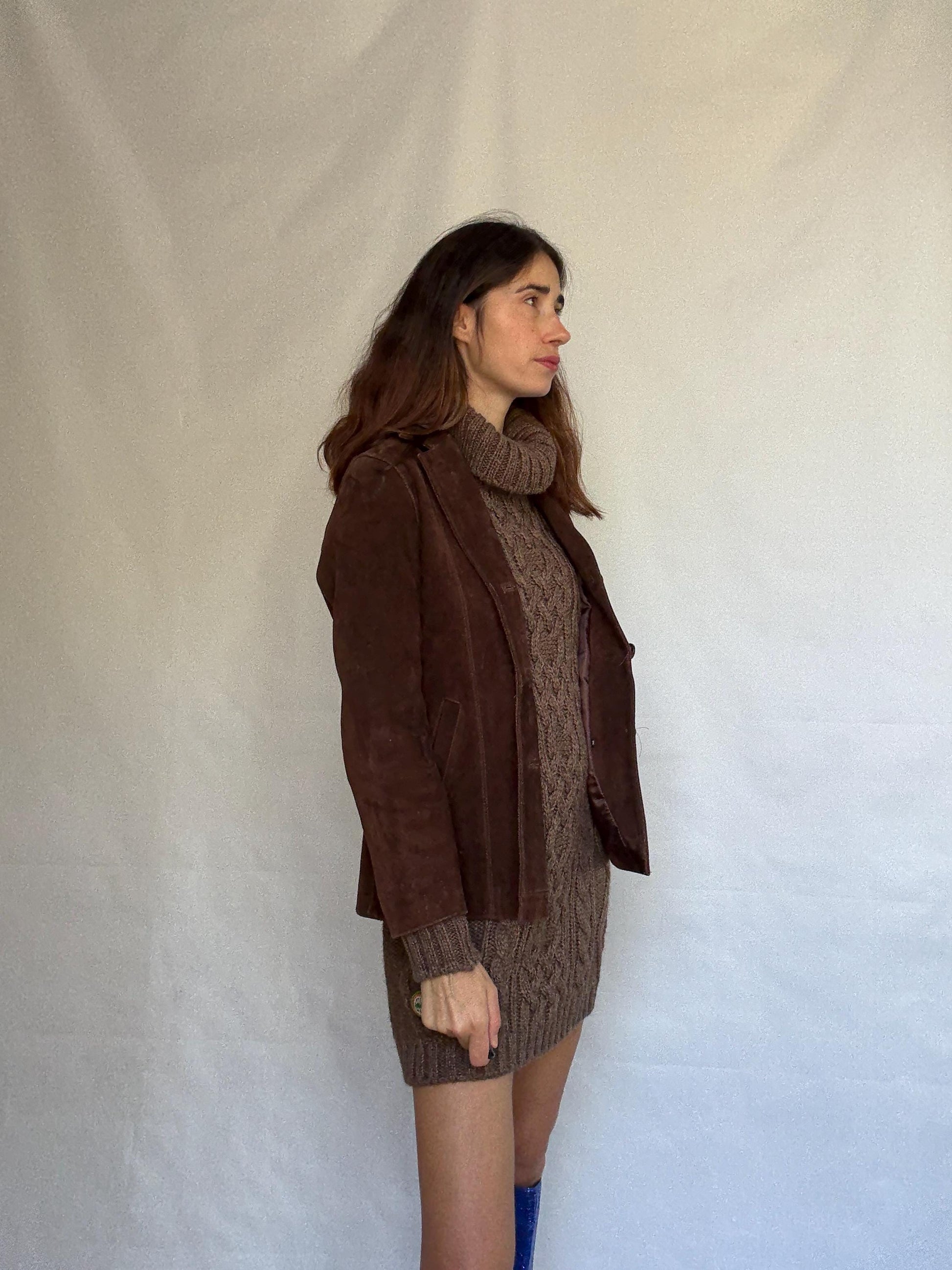 Vintage Brown Leather Fitted Jacket — additional view 7