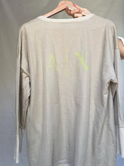 Beige Cotton Cardigan with Ribbed Detailing — additional view 16