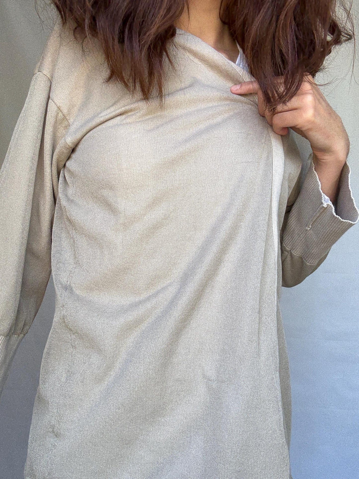 Armani Exchange beige cardigan, 100% cotton, open, front style, ribbed cuffs and hem, minimalist Sofia Richie Grainge style, US XL