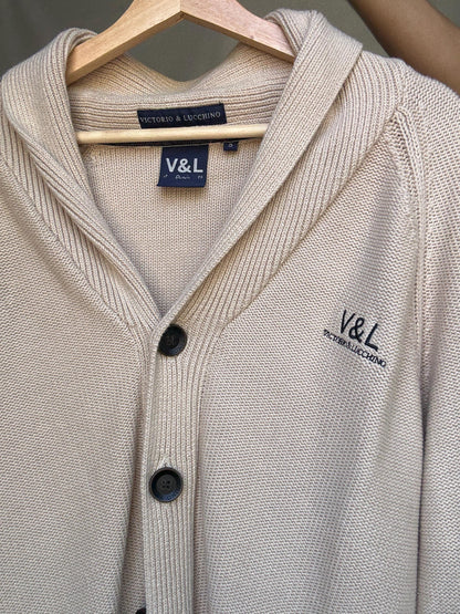 Beige Cotton Shawl Collar Cardigan — additional view 17
