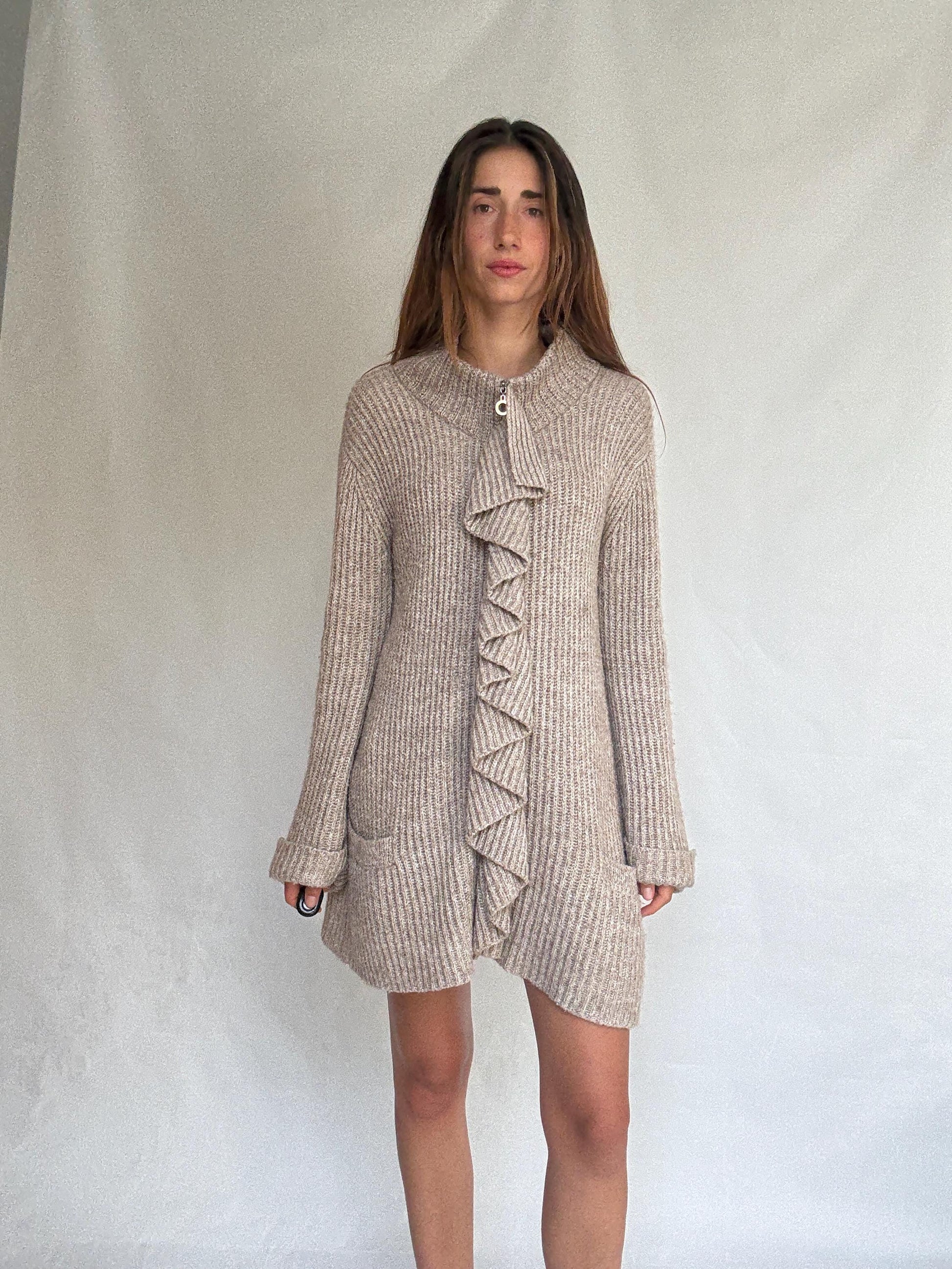 Vintage Pedro del Hierro wool mohair blend cardigan dress, Size L