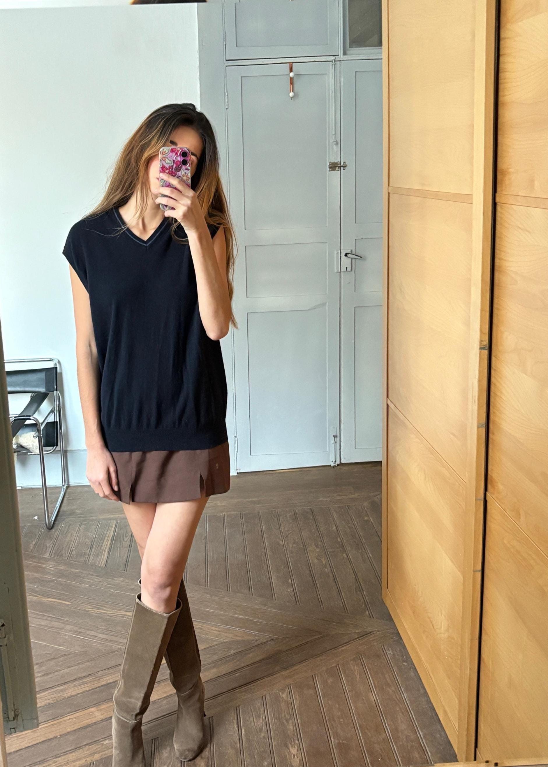 Vintage Wool Sweater Vest in Dark Academia Style — back view