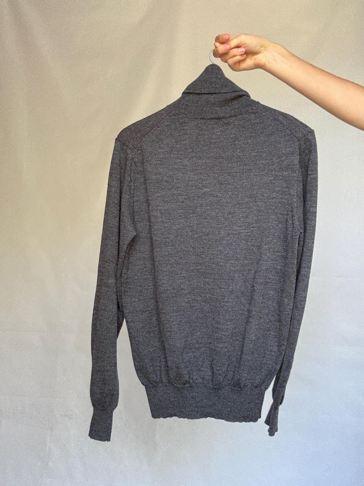 Charcoal Turtleneck Sweater With Ribbed Cuffs — additional view 12