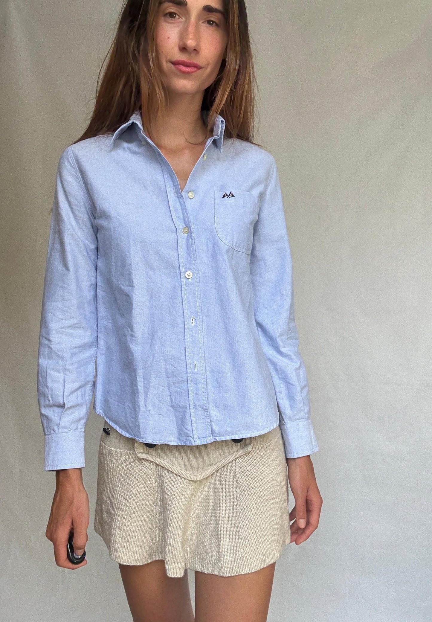 Vintage Thomas Burberry Cotton Blouse — fabric close-up