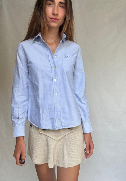 Vintage Thomas Burberry Cotton Blouse — fabric close-up