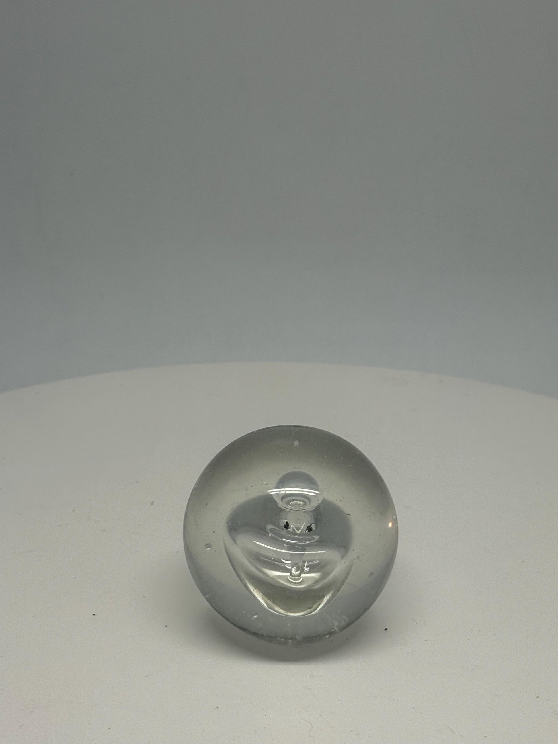 Artistic Clear Glass Sphere with Bubble Inclusions — back view