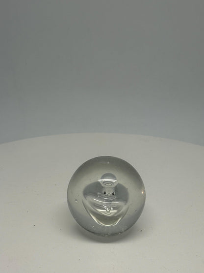 Artistic Clear Glass Sphere with Bubble Inclusions — back view