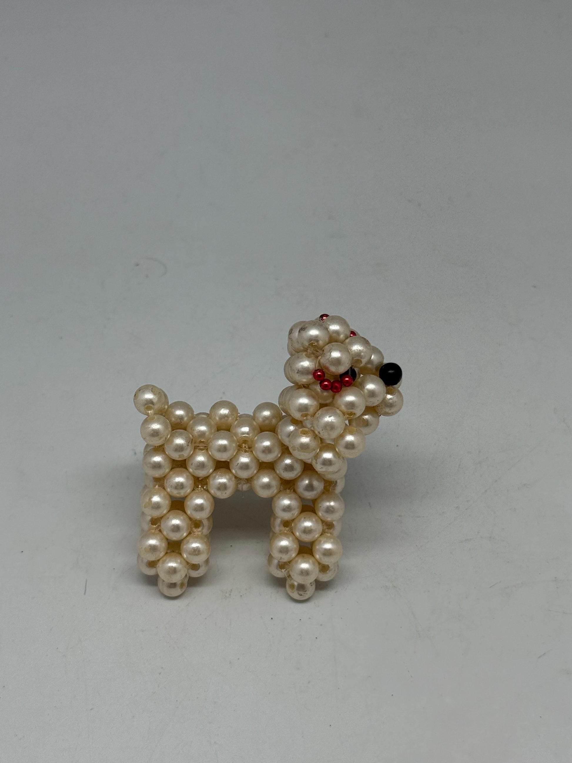 Hand Beaded Pearl Dog Sculpture