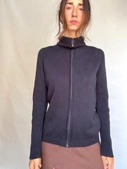 Dark Blue Cotton Cardigan Vest