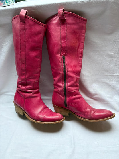 Pink Leather Boots For Statement Outfits — additional view 7