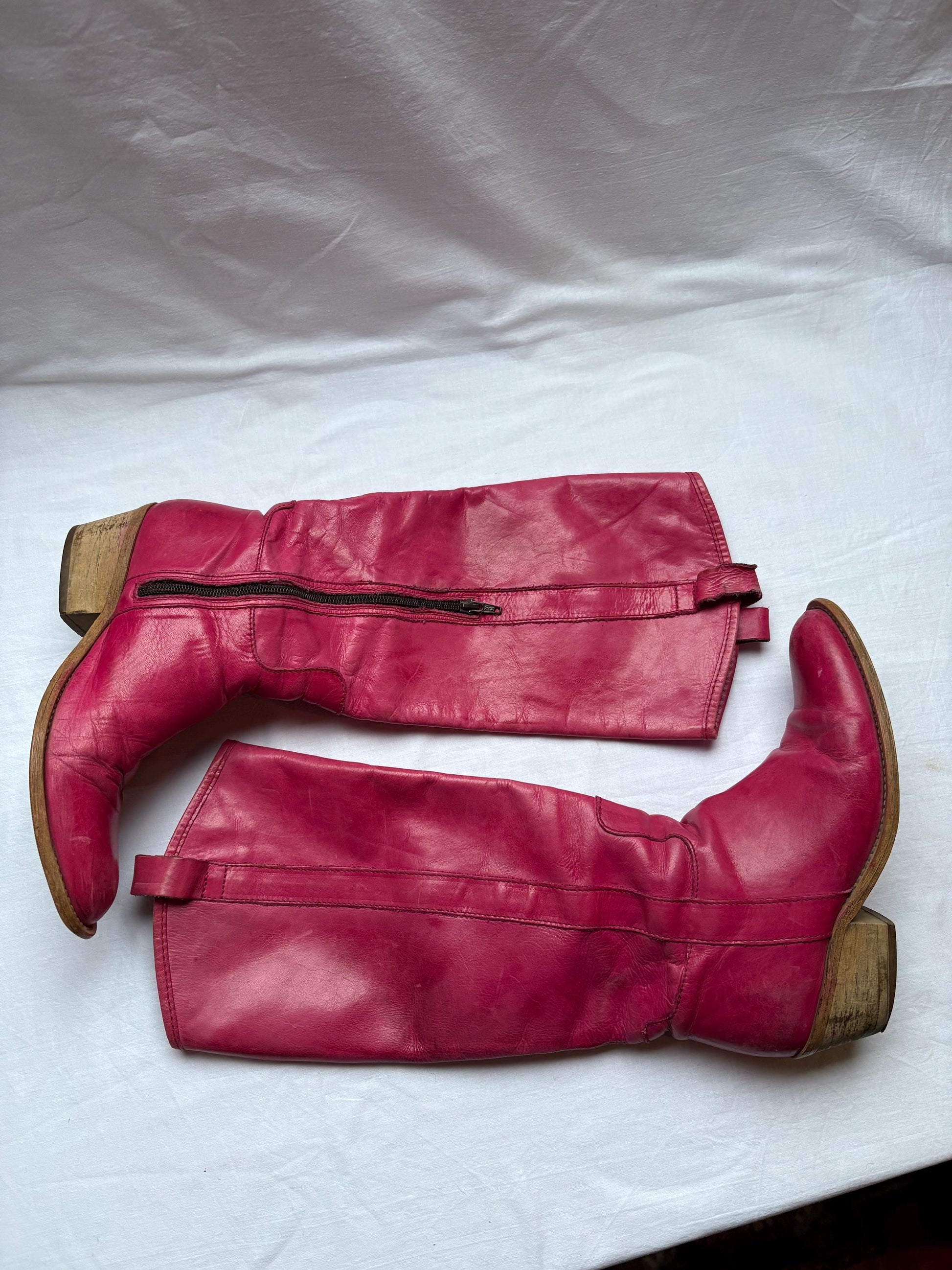 Pink Leather Boots For Statement Outfits — fabric close-up