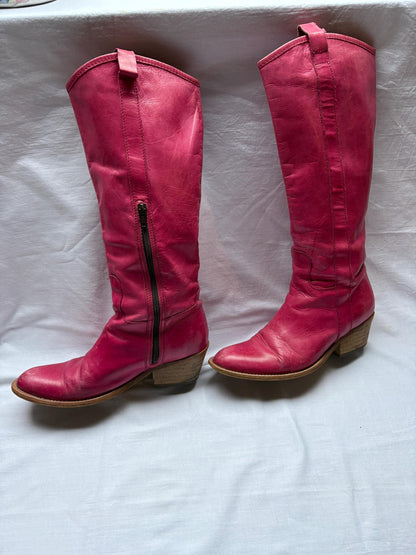Pink Leather Boots For Statement Outfits — additional view 10