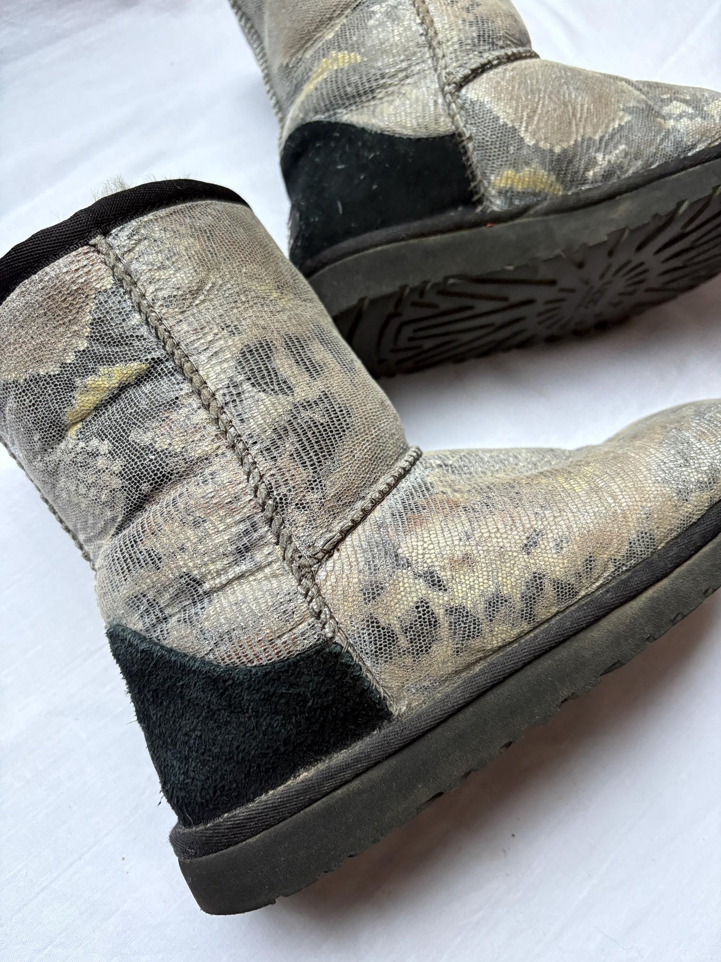 Snake Print Booties in Cozy Chic Style — fabric close-up