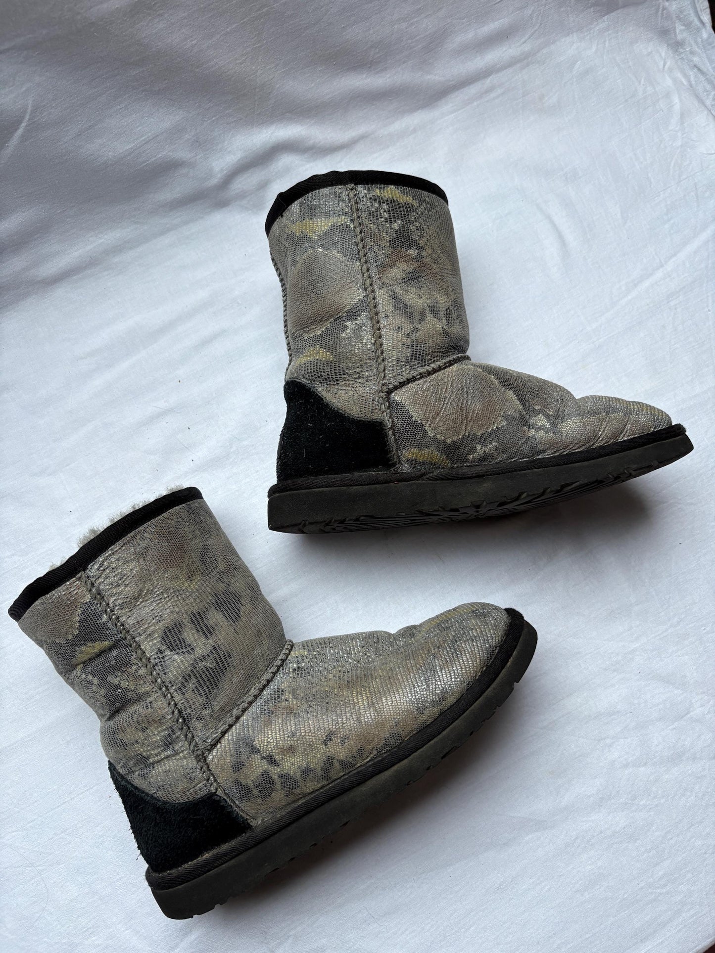 Snake Print Booties in Cozy Chic Style — back view