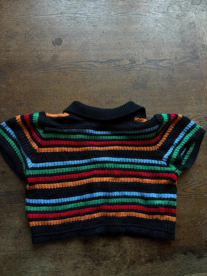 Vintage Striped Knit Cropped Polo — additional view 7