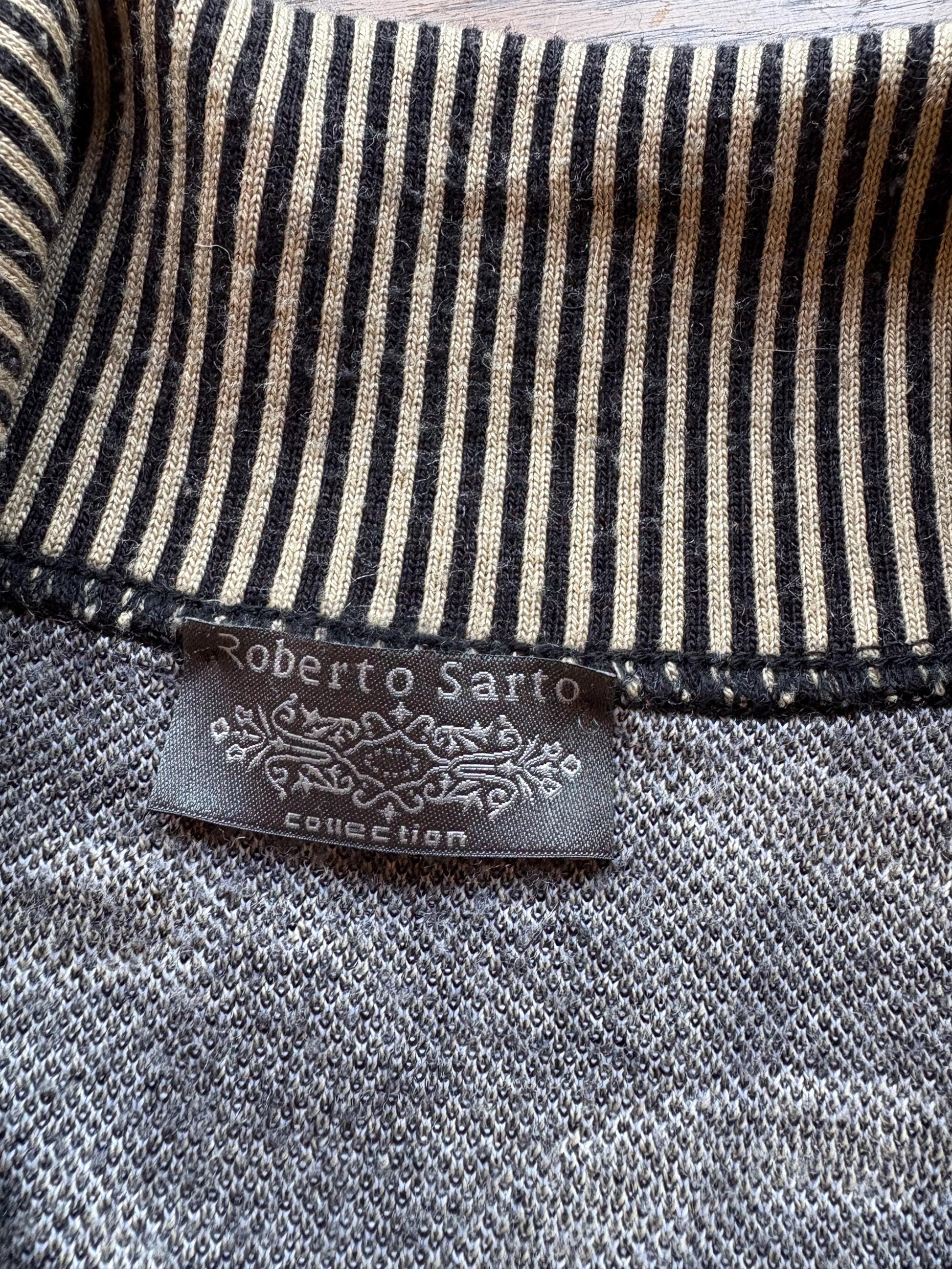 Luxury Black Beige Merino Wool Top — additional view 6