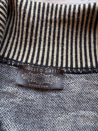 Luxury Black Beige Merino Wool Top — additional view 6
