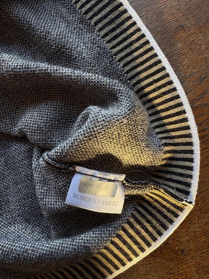 Luxury Black Beige Merino Wool Top — additional view 9