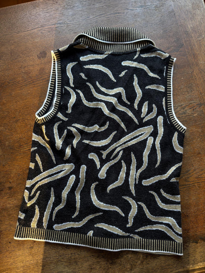 Luxury Black Beige Merino Wool Top — additional view 11