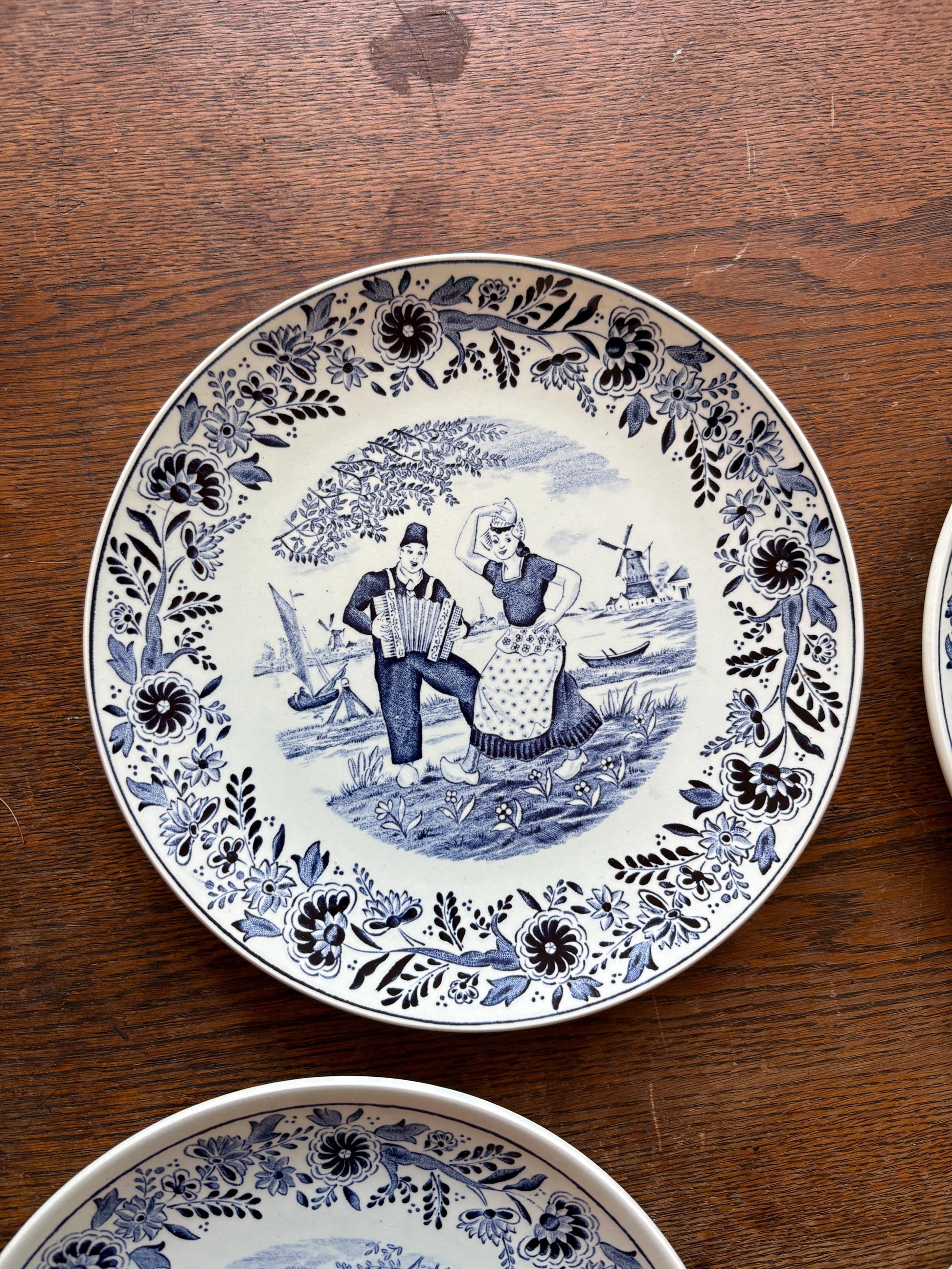 Delfts Blue Vintage Plate Set of Four — fabric close-up
