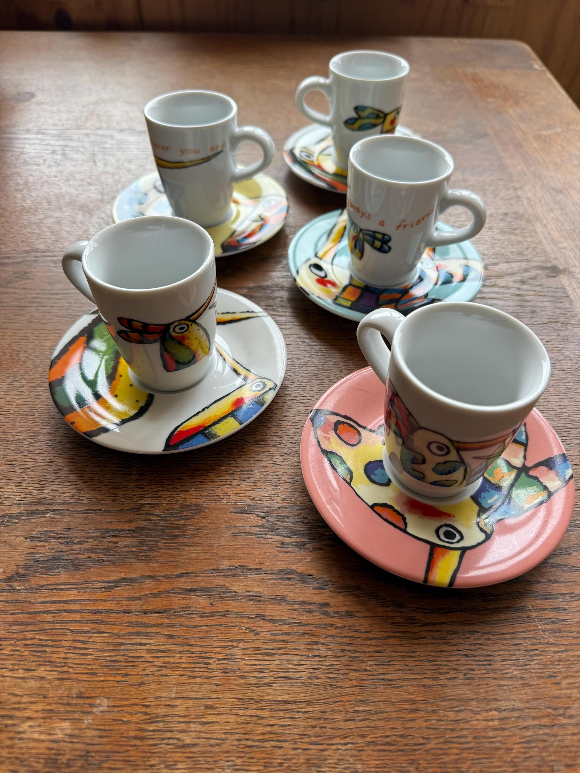 Kahla Espresso Cup Set With Abstract Saucers — detail